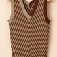 Sweater-Striped Contrast V-Neck Vest