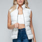 Vest-Zip Up Turtleneck with Pockets-White