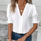 Blouse-Notched Short Sleeve-7 Colors