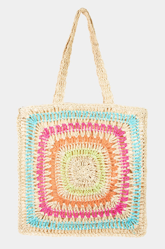 Bag-Rainbow Crochet Knit Tote