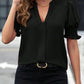 Blouse-Notched Short Sleeve-7 Colors