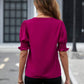 Blouse-Notched Short Sleeve-7 Colors