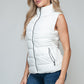 Vest-Zip Up Turtleneck with Pockets-White