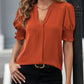 Blouse-Notched Short Sleeve-7 Colors