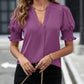 Blouse-Notched Short Sleeve-7 Colors