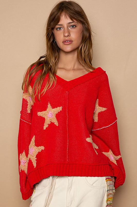 Sweater-POL Long Sleeve Star Patch