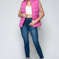 Vest-Zip Up Turtleneck with Pockets-Pink