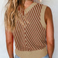 Sweater-Striped Contrast V-Neck Vest