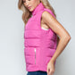 Vest-Zip Up Turtleneck with Pockets-Pink