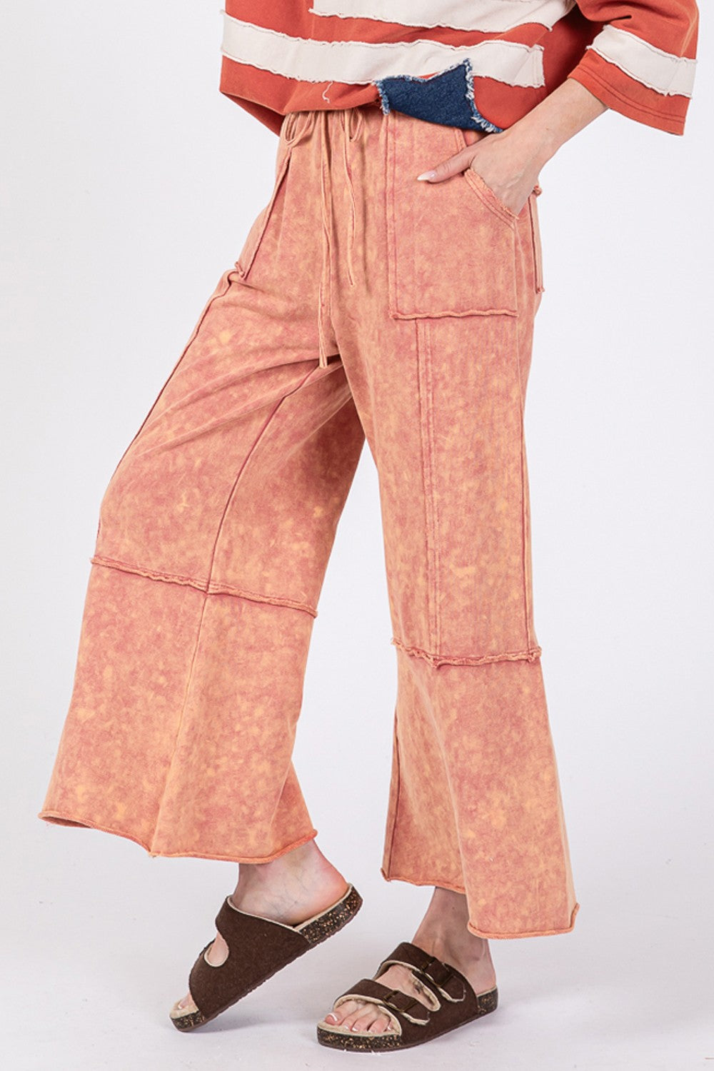 Bottoms-SAGE + FIG Mineral Washed Terry Wide Leg