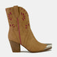 Boots-Fashion Cut-Out Floral Embroidery-Camel/Rose