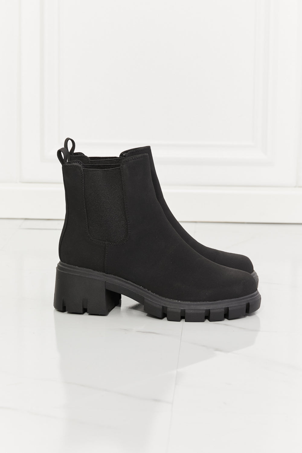 Boots-Matte Lug Sole Chelsea Boots-Black