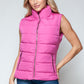 Vest-Zip Up Turtleneck with Pockets-Pink