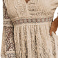 Dress-Lace V-Neck Three-Quarter Sleeve