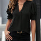 Blouse-Notched Short Sleeve-7 Colors