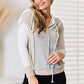 Top-Color Block Exposed Seam Drawstring Hoodie