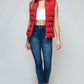 Vest-Zip Up Turtleneck with Pockets-Red