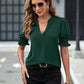 Blouse-Notched Short Sleeve-7 Colors