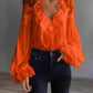 Blouse-Lace Patchwork Puff Sleeve Pleated
