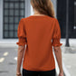 Blouse-Notched Short Sleeve-7 Colors