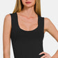 Top-Cropped Padded Seamless Tank-Black