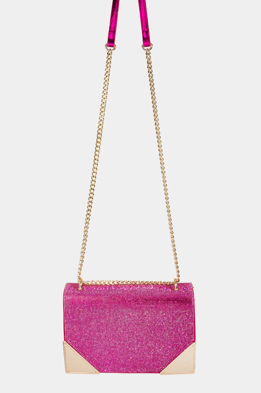 Bag-Rhinestone Studded Rectangle Crossbody