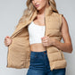 Vest-Zip Up Turtleneck with Pockets-Camel