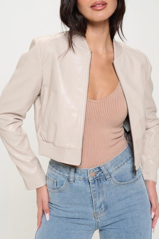 Jacket-LA Zip Up Cropped Bomber