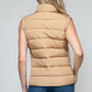 Vest-Zip Up Turtleneck with Pockets-Camel