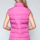 Vest-Zip Up Turtleneck with Pockets-Pink