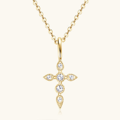 Necklace-925 Sterling Silver Moissanite Cross Pendant