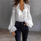 Blouse-Lace Patchwork Puff Sleeve Pleated