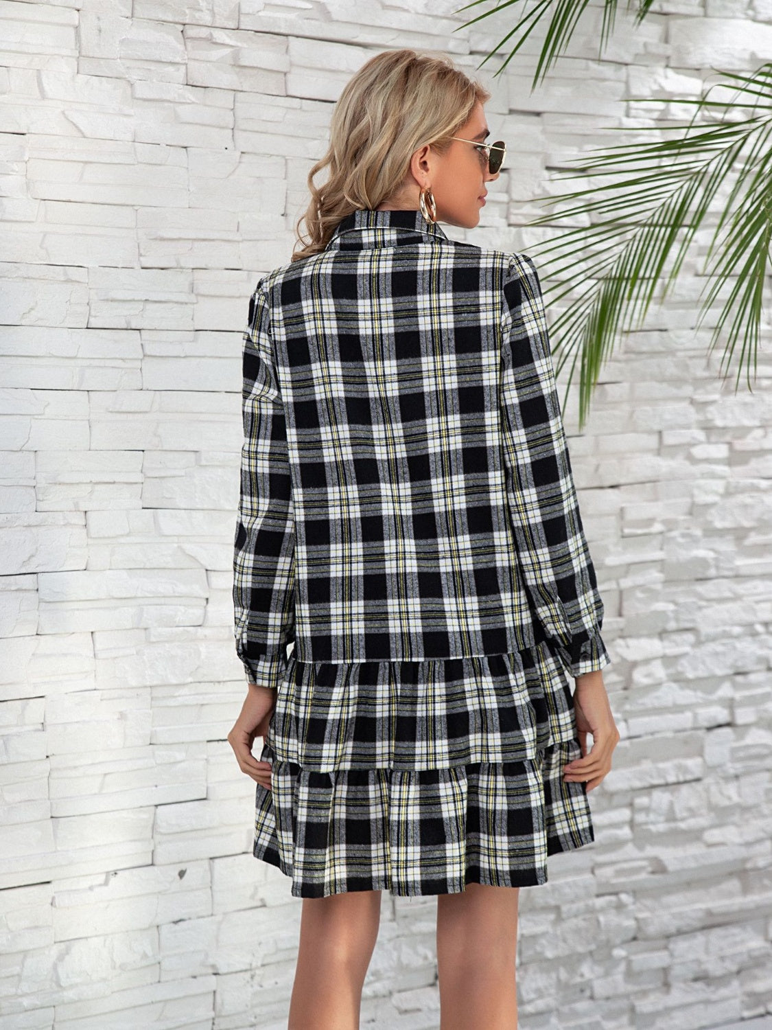 *PRESALE-Jacket Dress-Ruffle Plaid Long Sleeve