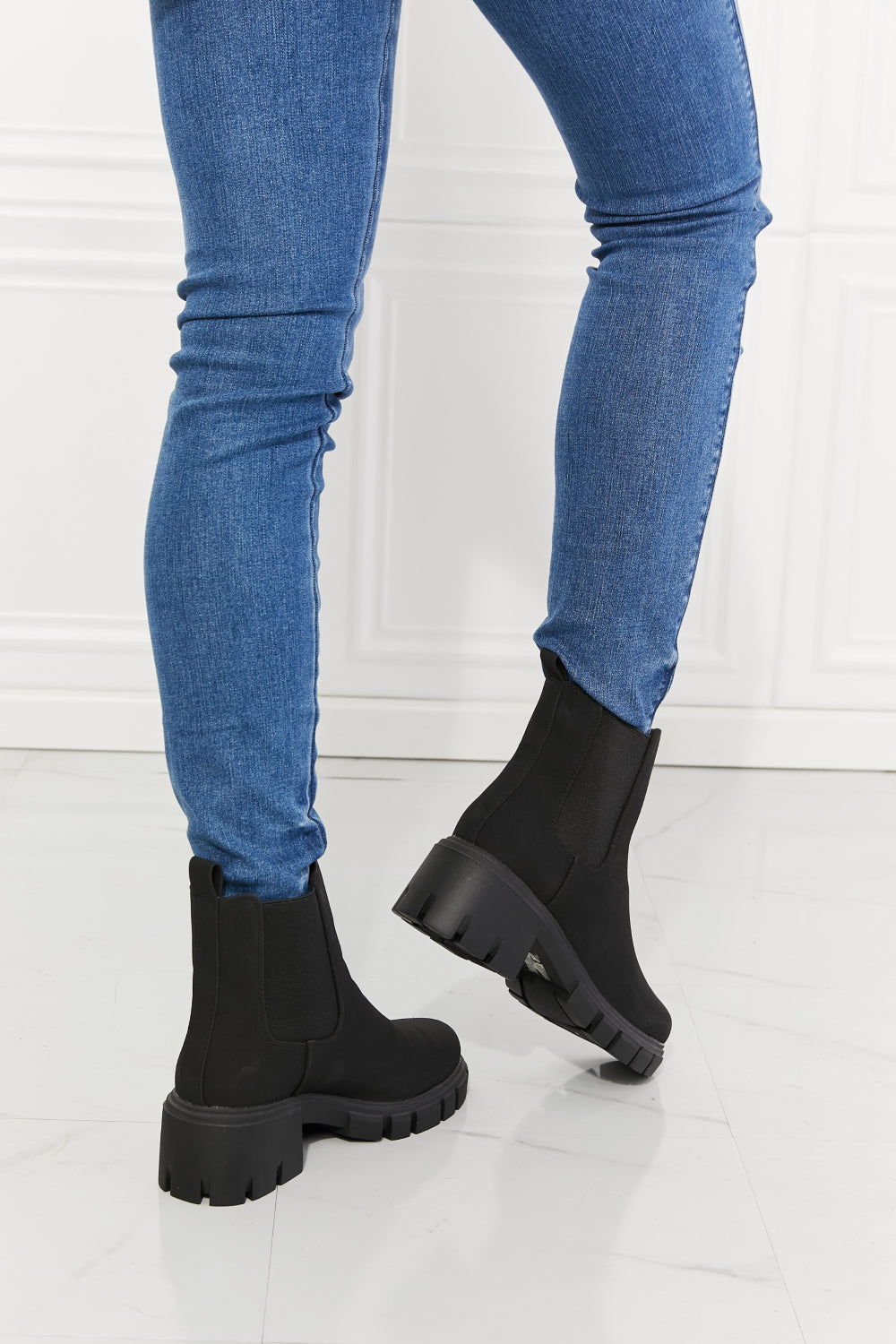 Boots-Matte Lug Sole Chelsea Boots-Black