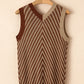 Sweater-Striped Contrast V-Neck Vest