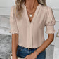 Blouse-Notched Short Sleeve-7 Colors