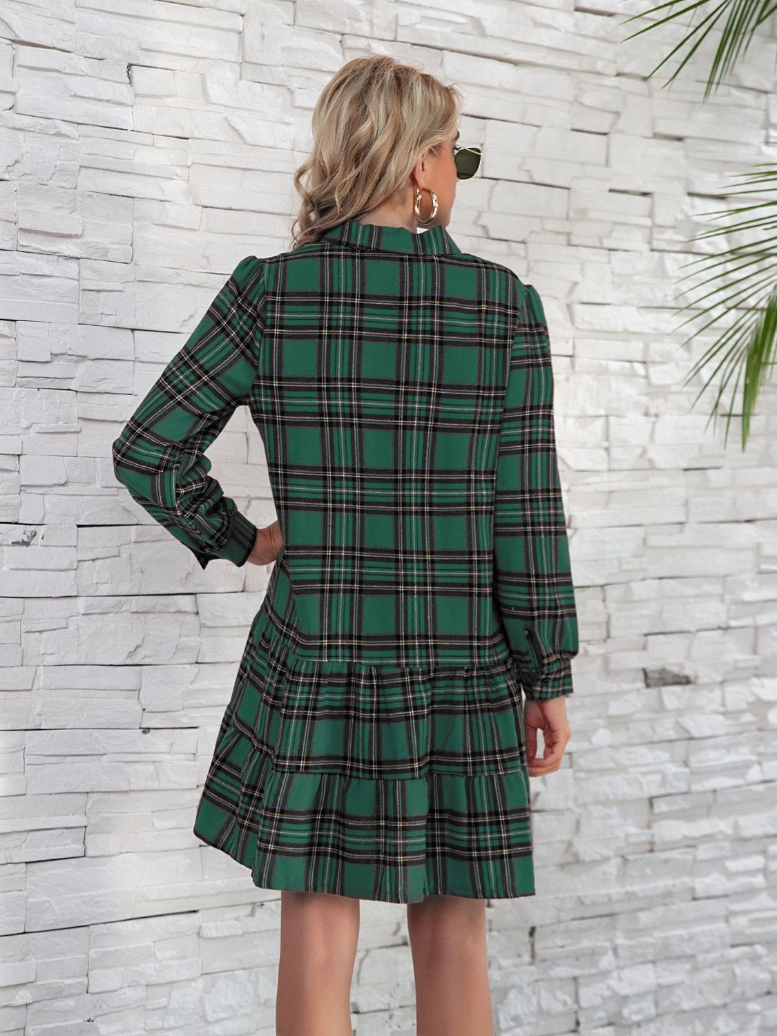 *PRESALE-Jacket Dress-Ruffle Plaid Long Sleeve