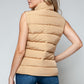 Vest-Zip Up Turtleneck with Pockets-Camel