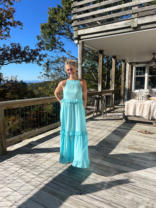 *PRESALE-Dress-Ruffled Halter Maxi with Pockets