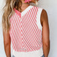 Sweater-Striped Contrast V-Neck Vest