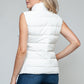 Vest-Zip Up Turtleneck with Pockets-White