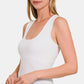 Top-Cropped Padded Seamless Tank-White