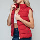 Vest-Zip Up Turtleneck with Pockets-Red