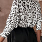 Top-Leopard Boat Neck Long Sleeve Knit