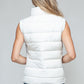 Vest-Zip Up Turtleneck with Pockets-White