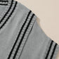 Sweater-Striped Trim V-Neck Vest-2 Colors