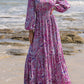 Dress-Tie Neck Balloon Sleeve Maxi