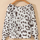 Top-Leopard Boat Neck Long Sleeve Knit