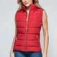 Vest-Zip Up Turtleneck with Pockets-Red