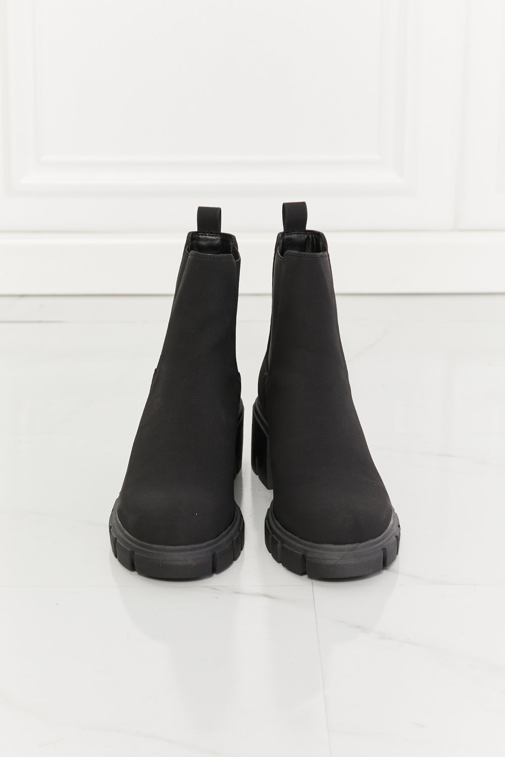 Boots-Matte Lug Sole Chelsea Boots-Black